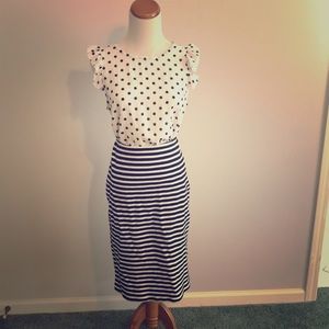 MERONA Black and White striped pencil skirt